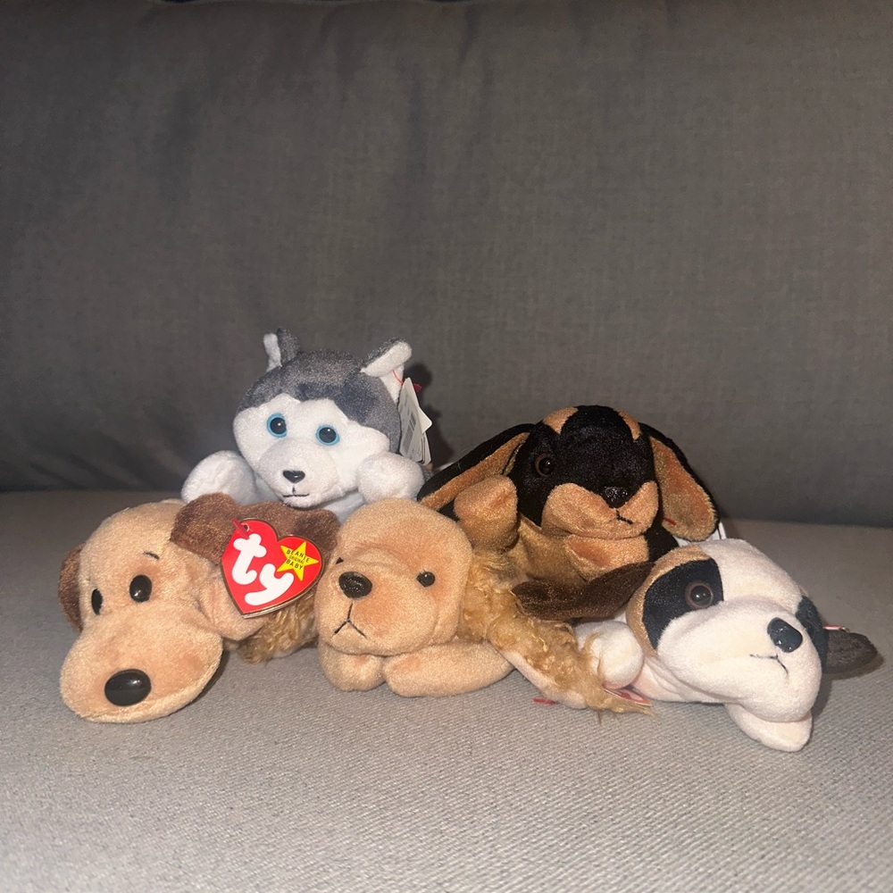 5 Very cute beanie baby puppies